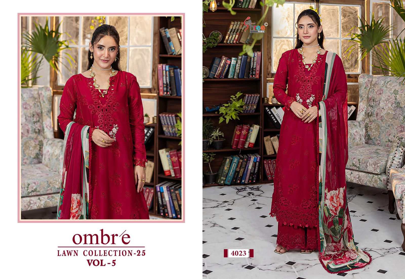 Ombre Vol 5 Lawn Collection 25 Shree Fabs Cotton Pakistani Salwar Suits Manufacturer