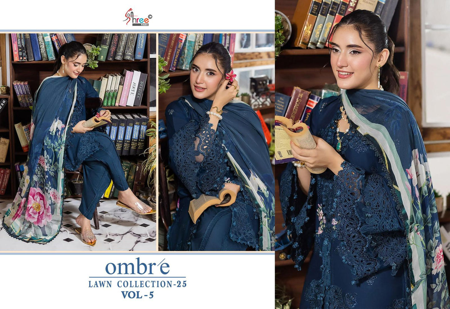 Ombre Vol 5 Lawn Collection 25 Shree Fabs Cotton Pakistani Salwar Suits Manufacturer