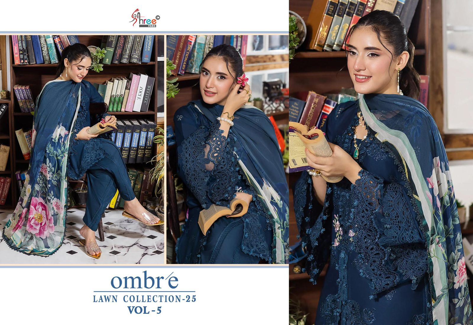 Ombre Vol 5 Lawn Collection 25 Shree Fabs Cotton Pakistani Salwar Suits Manufacturer