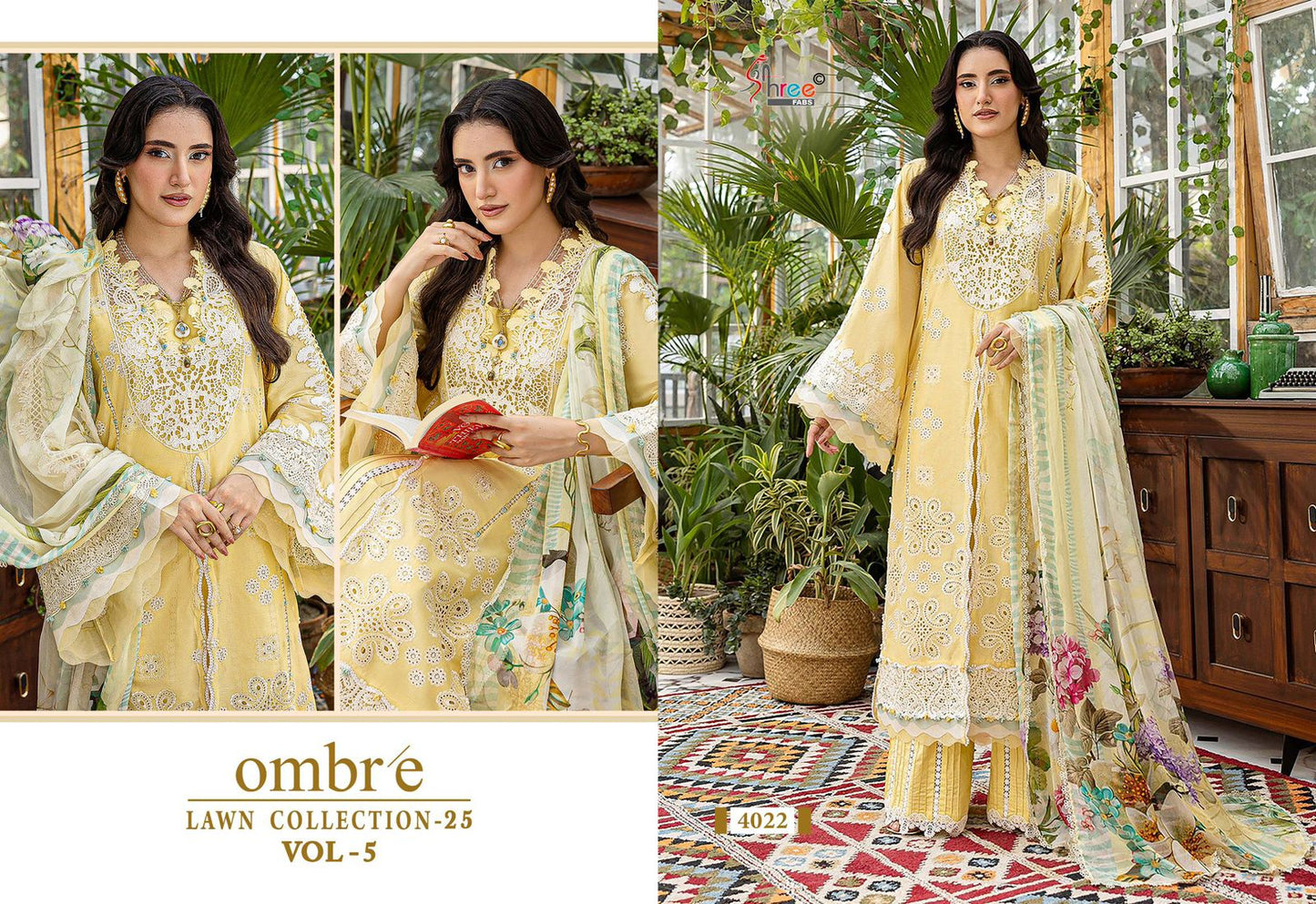 Ombre Vol 5 Lawn Collection 25 Shree Fabs Cotton Pakistani Salwar Suits Manufacturer