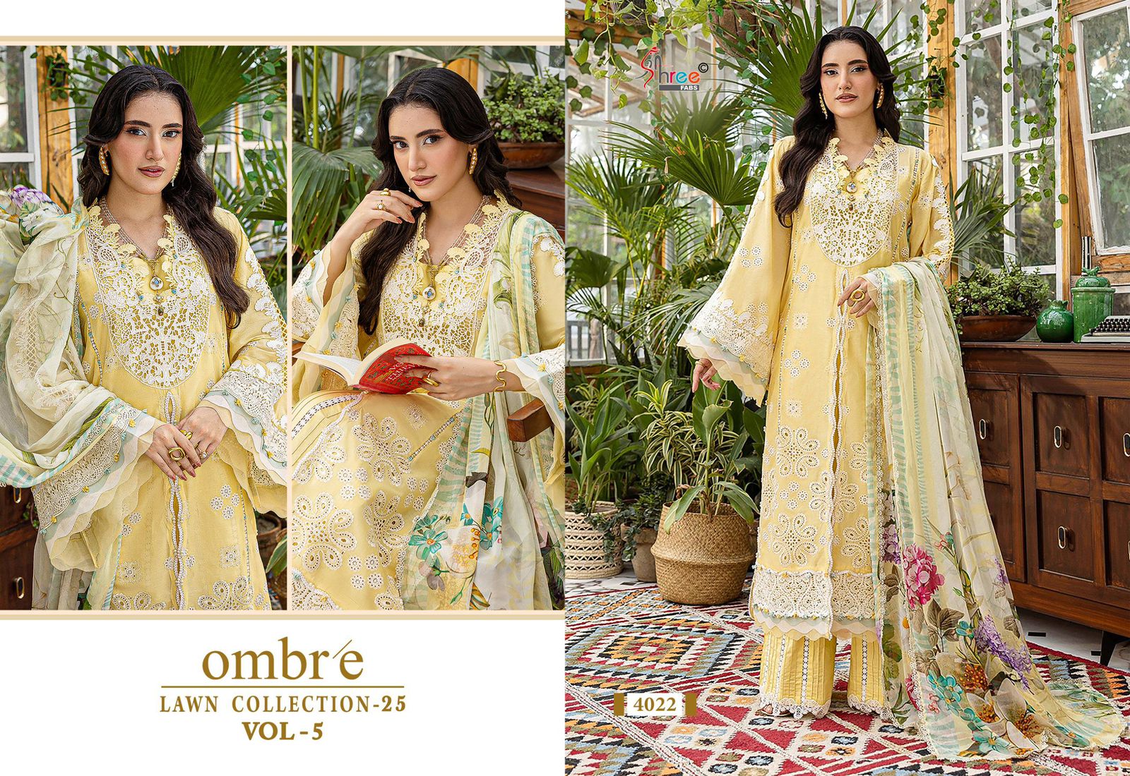 Ombre Vol 5 Lawn Collection 25 Shree Fabs Cotton Pakistani Salwar Suits Manufacturer