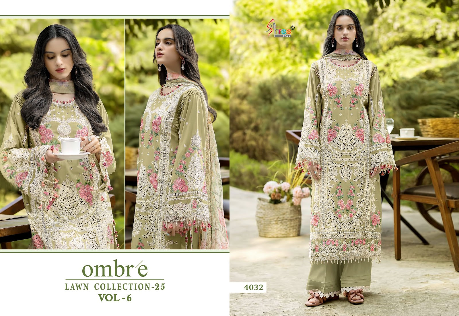Ombre Vol 6 Lawn Collection 25 Shree Fabs Cotton Pakistani Salwar Suits Exporter