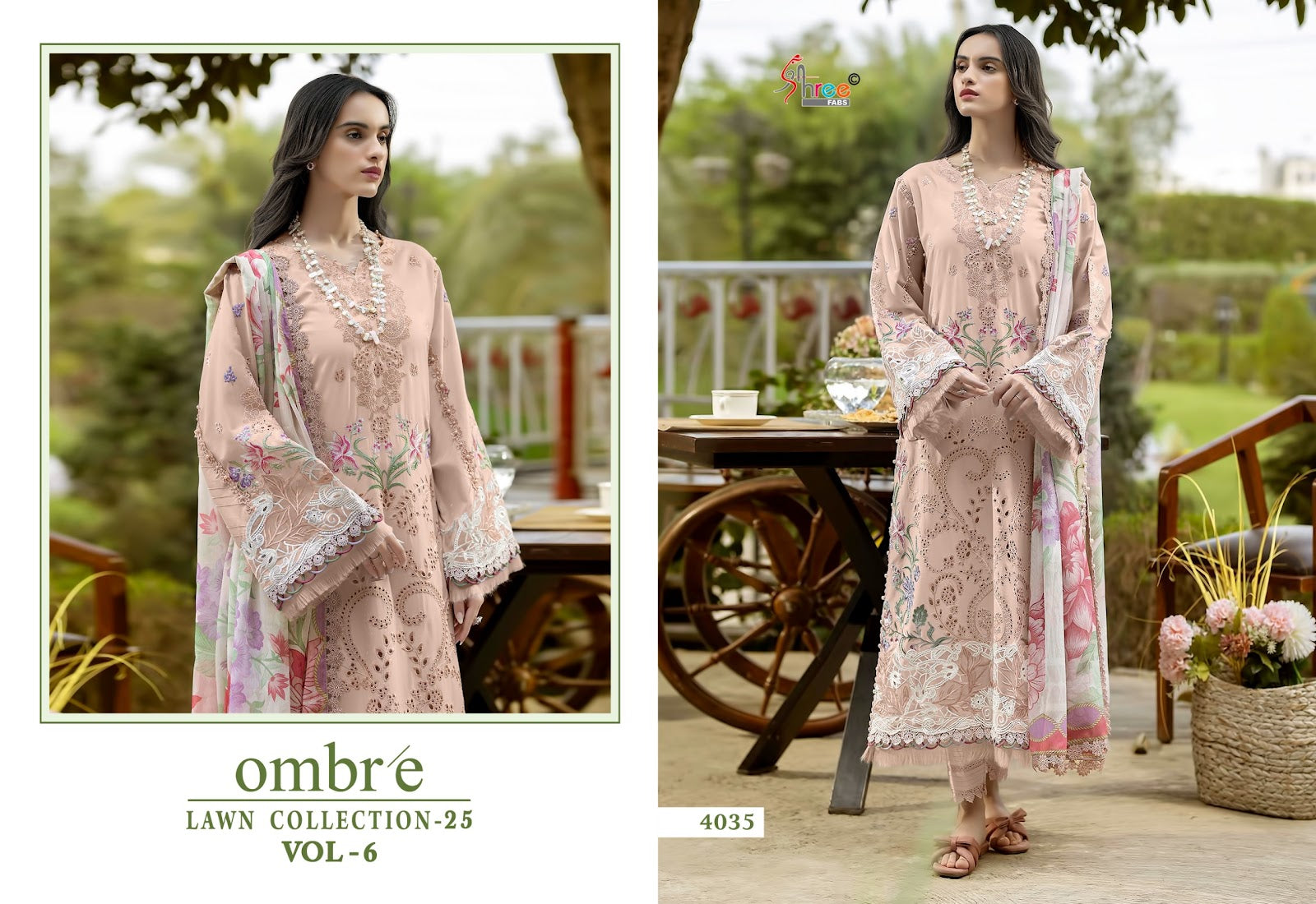 Ombre Vol 6 Lawn Collection 25 Shree Fabs Cotton Pakistani Salwar Suits Exporter