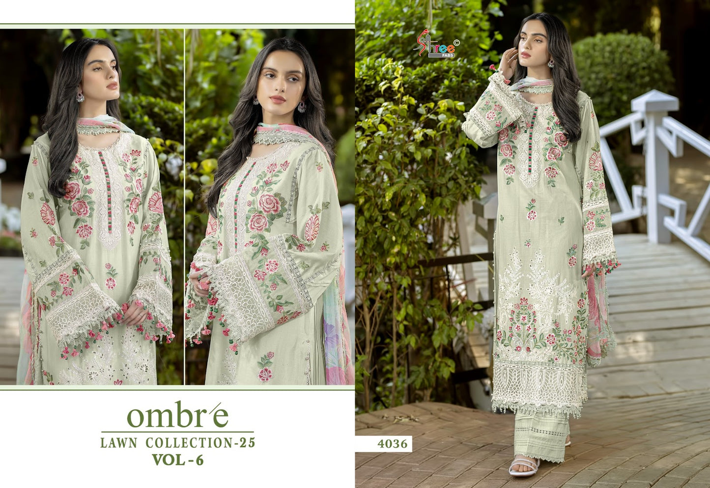 Ombre Vol 6 Lawn Collection 25 Shree Fabs Cotton Pakistani Salwar Suits Exporter