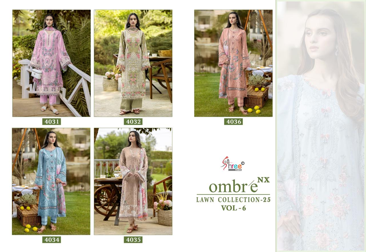 Ombre Vol 6 Nx Lawn Collection 25 Shree Fabs Cotton Pakistani Salwar Suits Exporter Ahmedabad