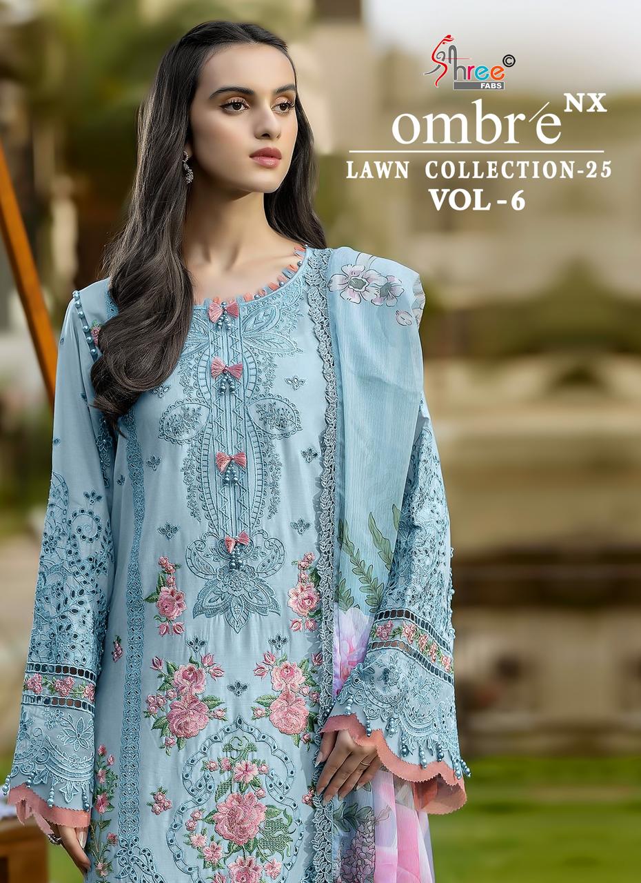 Ombre Vol 6 Nx Lawn Collection 25 Shree Fabs Cotton Pakistani Salwar Suits Exporter Ahmedabad