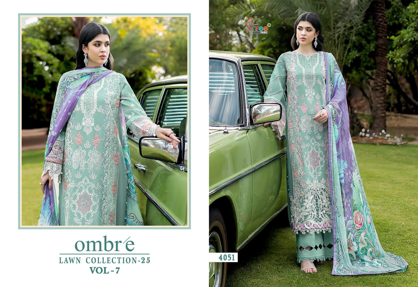 Ombre Vol 7 Lawn Collection 25 Shree Fabs Cotton Pakistani Salwar Suits Supplier India