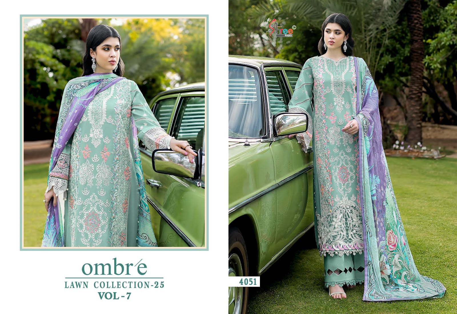Ombre Vol 7 Lawn Collection 25 Shree Fabs Cotton Pakistani Salwar Suits Supplier India