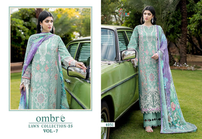 Ombre Vol 7 Lawn Collection 25 Shree Fabs Cotton Pakistani Salwar Suits Supplier India