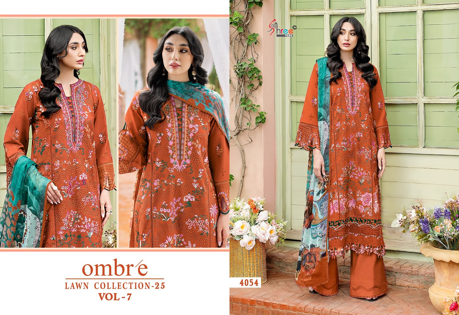 Ombre Vol 7 Lawn Collection 25 Shree Fabs Cotton Pakistani Salwar Suits Supplier India