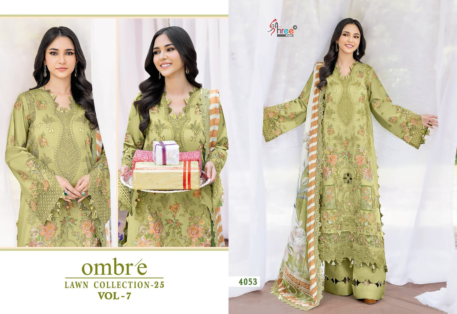 Ombre Vol 7 Lawn Collection 25 Shree Fabs Cotton Pakistani Salwar Suits Supplier India