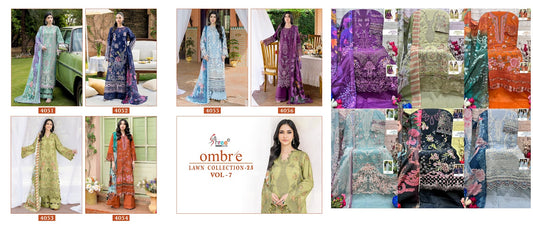 Ombre Vol 7 Lawn Collection 25 Shree Fabs Cotton Pakistani Salwar Suits Supplier India
