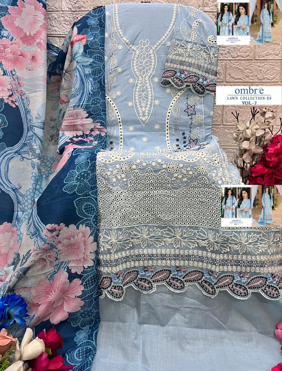 Ombre Vol 7 Lawn Collection 25 Shree Fabs Cotton Pakistani Salwar Suits Supplier India