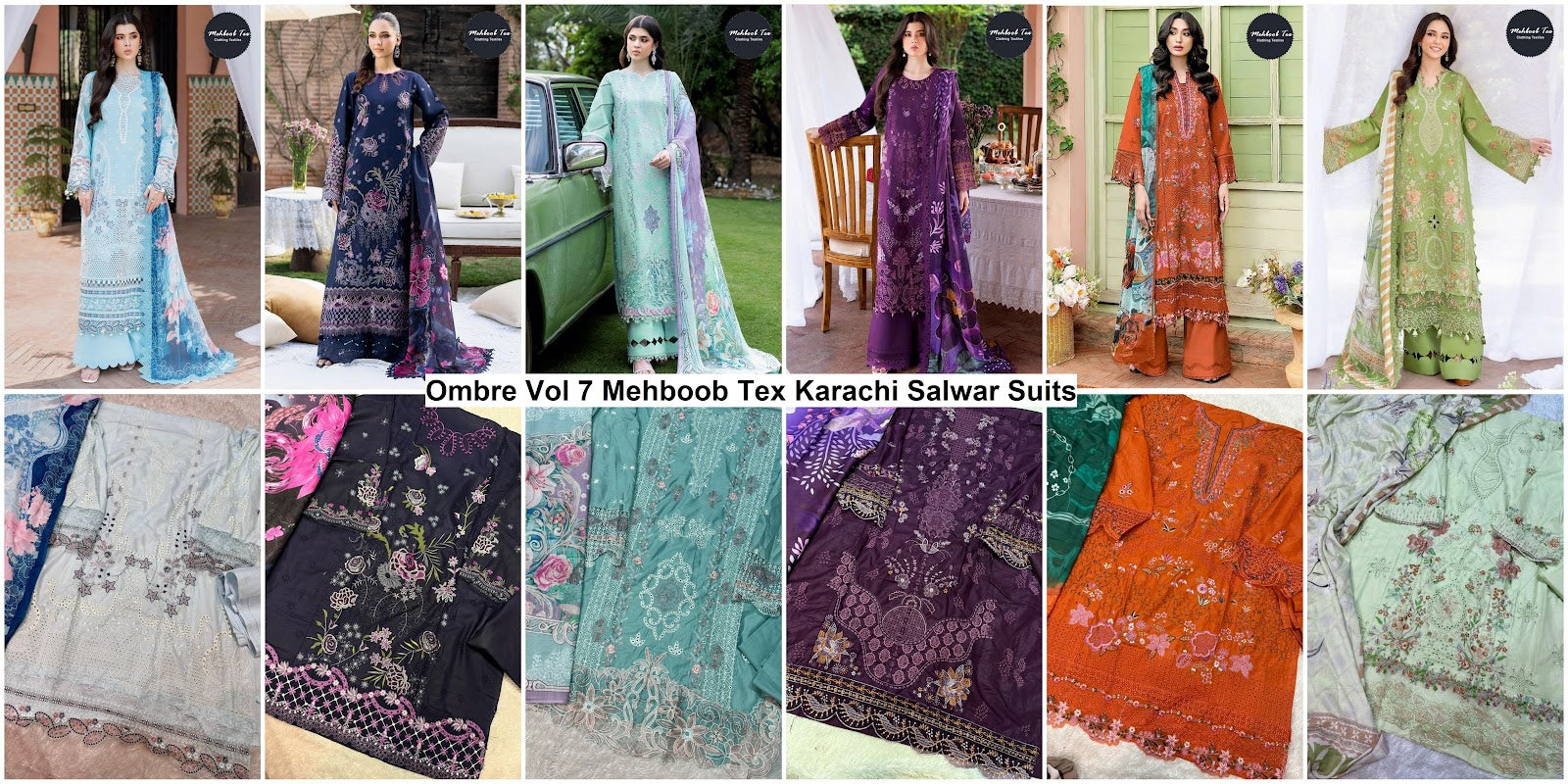 Ombre Vol 7 Mehboob Tex Lawn Cotton Karachi Salwar Suits Exporter Gujarat