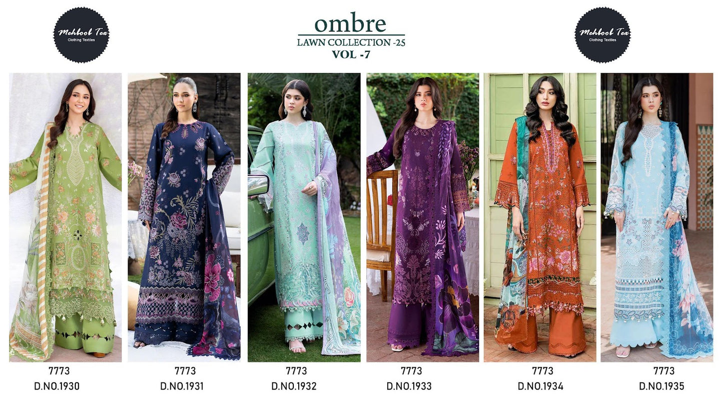 Ombre Vol 7 Mehboob Tex Lawn Cotton Karachi Salwar Suits Exporter Gujarat