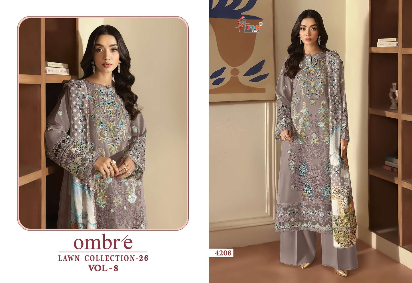 Ombre Vol 8 Lawn Collection 26 Shree Fabs Cotton Pakistani Salwar Suits Wholesale