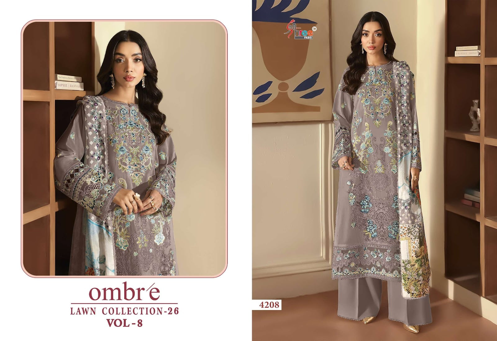 Ombre Vol 8 Lawn Collection 26 Shree Fabs Cotton Pakistani Salwar Suits Wholesale