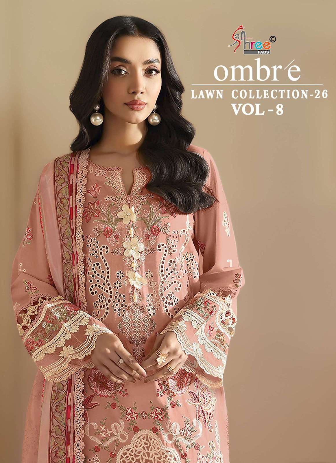 Ombre Vol 8 Lawn Collection 26 Shree Fabs Cotton Pakistani Salwar Suits Wholesale