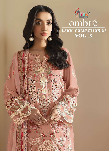 Ombre Vol 8 Lawn Collection 26 Shree Fabs Cotton Pakistani Salwar Suits Wholesale
