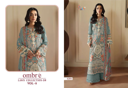 Ombre Vol 8 Lawn Collection 26 Shree Fabs Cotton Pakistani Salwar Suits Wholesale