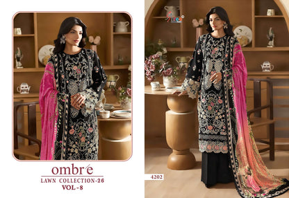 Ombre Vol 8 Lawn Collection 26 Shree Fabs Cotton Pakistani Salwar Suits Wholesale
