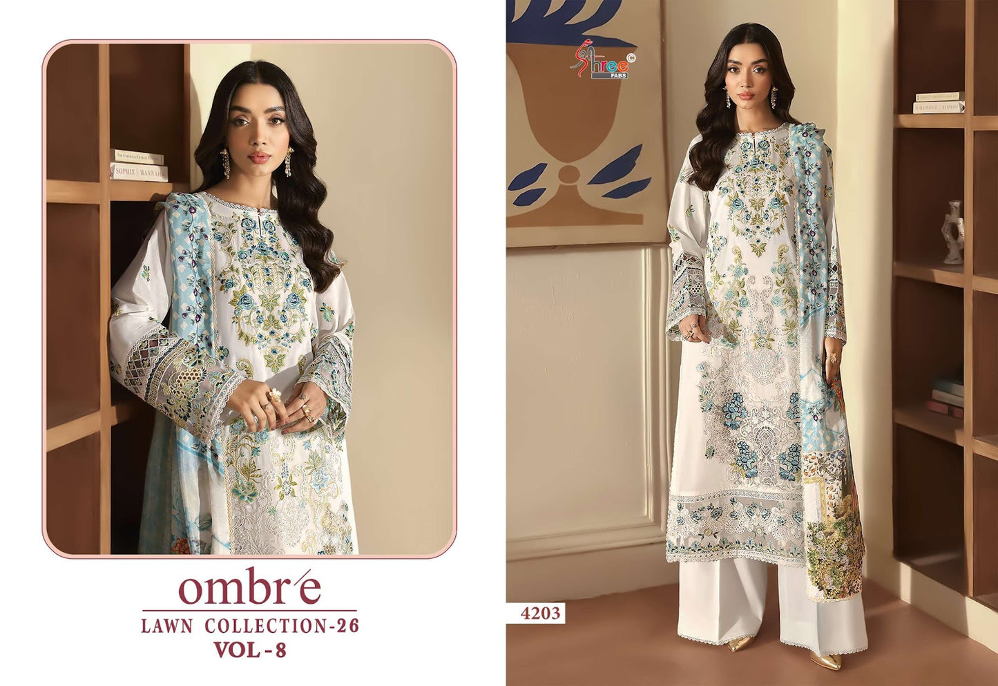 Ombre Vol 8 Lawn Collection 26 Shree Fabs Cotton Pakistani Salwar Suits Wholesale