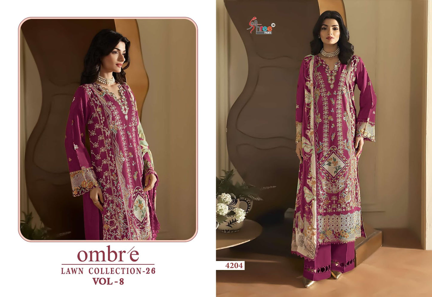 Ombre Vol 8 Lawn Collection 26 Shree Fabs Cotton Pakistani Salwar Suits Wholesale
