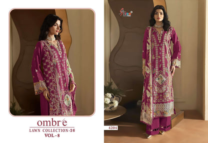 Ombre Vol 8 Lawn Collection 26 Shree Fabs Cotton Pakistani Salwar Suits Wholesale