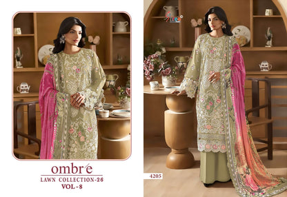 Ombre Vol 8 Lawn Collection 26 Shree Fabs Cotton Pakistani Salwar Suits Wholesale