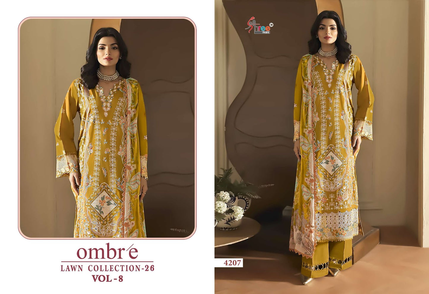 Ombre Vol 8 Lawn Collection 26 Shree Fabs Cotton Pakistani Salwar Suits Wholesale