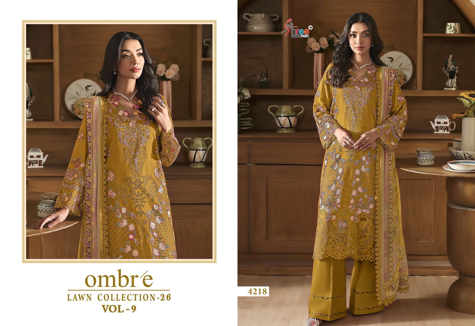 Ombre Vol 9 Lawn Collection 26 Shree Fabs Cotton Pakistani Salwar Suits Wholesale Price