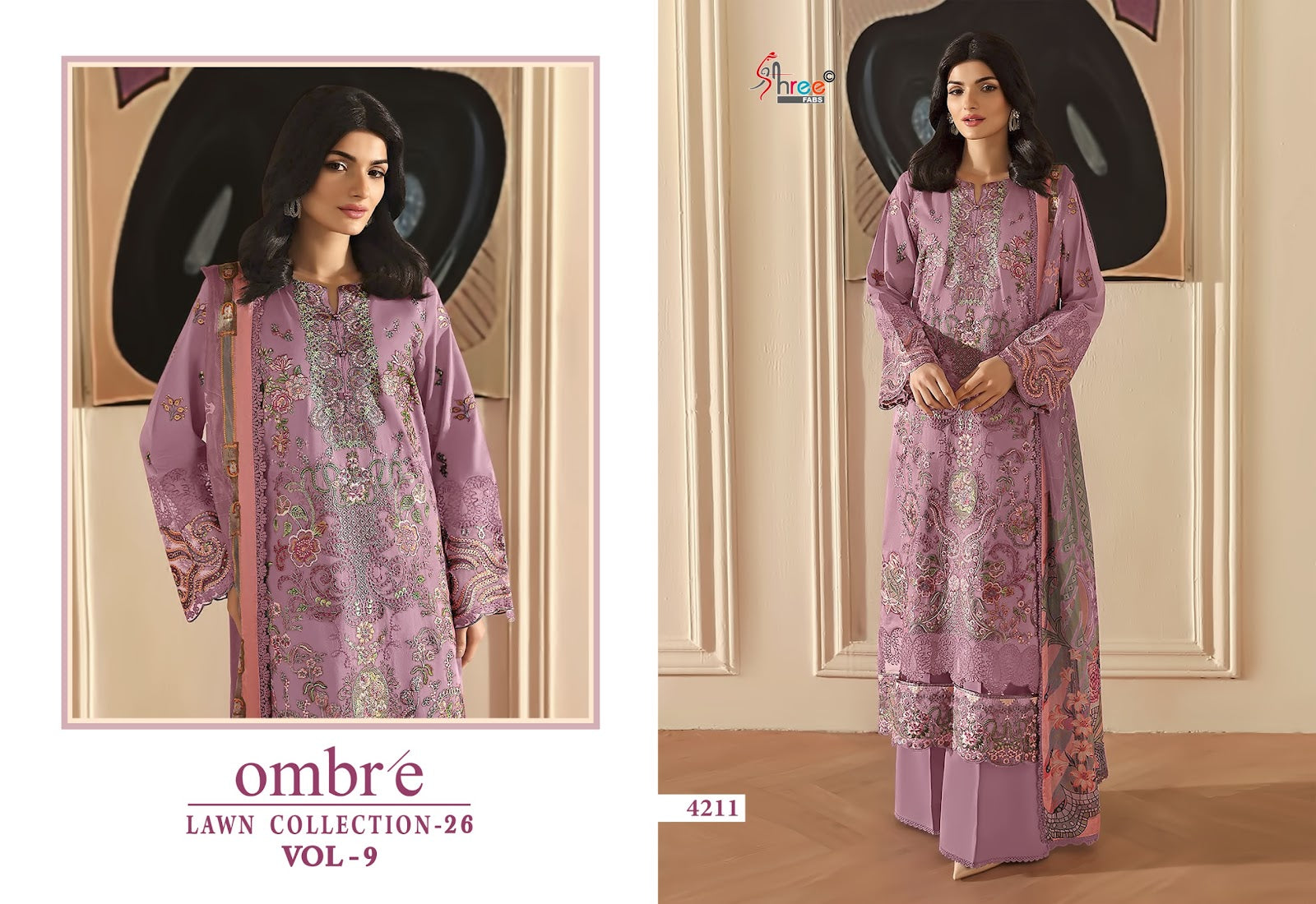Ombre Vol 9 Lawn Collection 26 Shree Fabs Cotton Pakistani Salwar Suits Wholesale Price