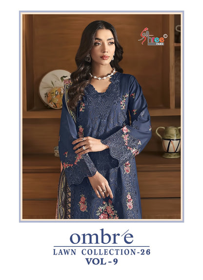 Ombre Vol 9 Lawn Collection 26 Shree Fabs Cotton Pakistani Salwar Suits Wholesale Price