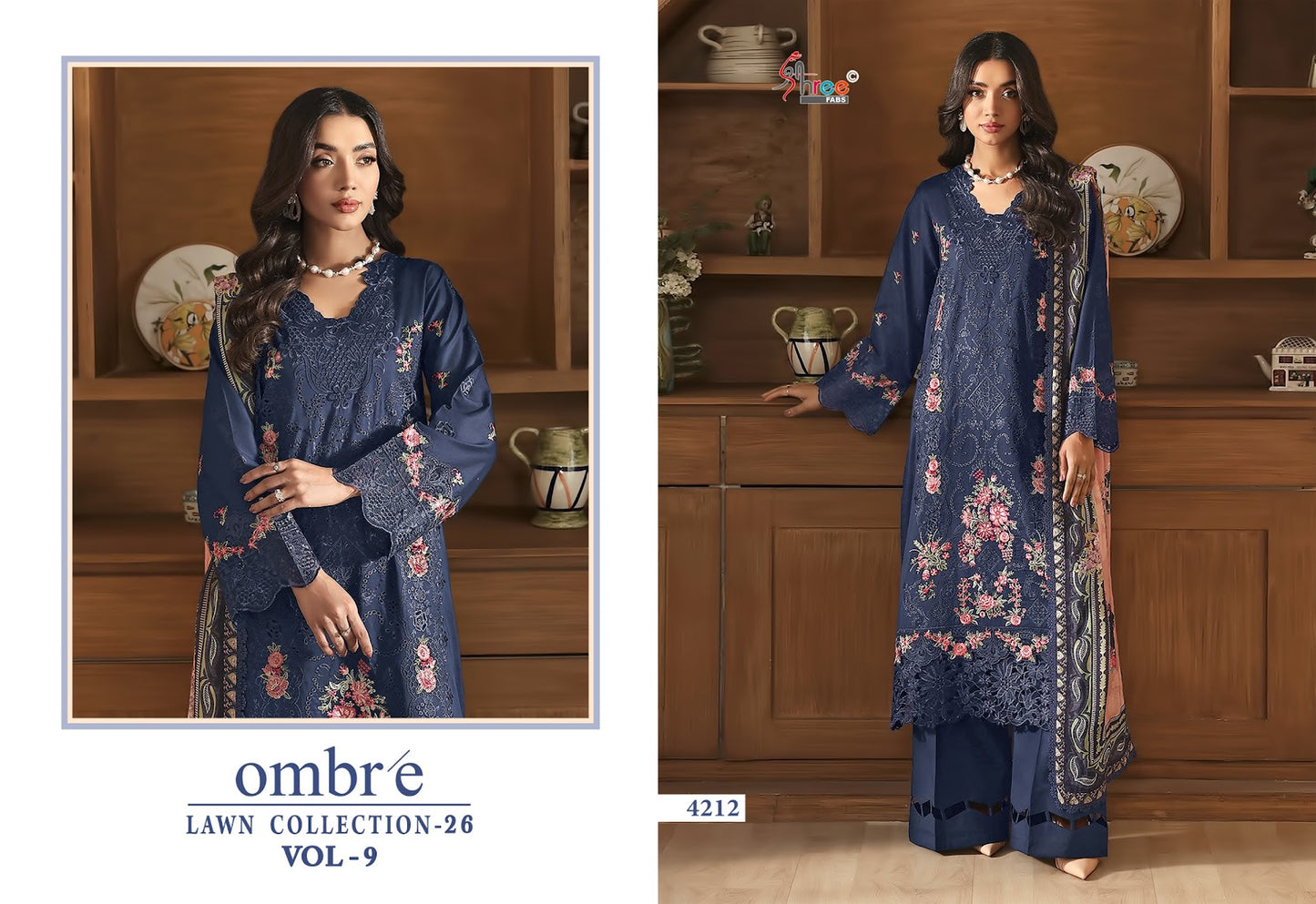 Ombre Vol 9 Lawn Collection 26 Shree Fabs Cotton Pakistani Salwar Suits Wholesale Price