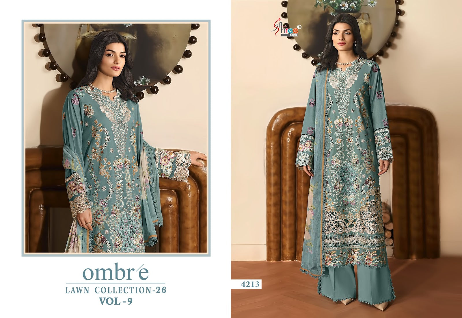 Ombre Vol 9 Lawn Collection 26 Shree Fabs Cotton Pakistani Salwar Suits Wholesale Price