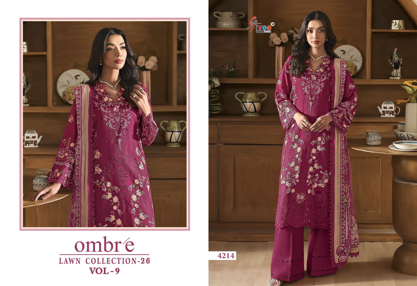 Ombre Vol 9 Lawn Collection 26 Shree Fabs Cotton Pakistani Salwar Suits Wholesale Price