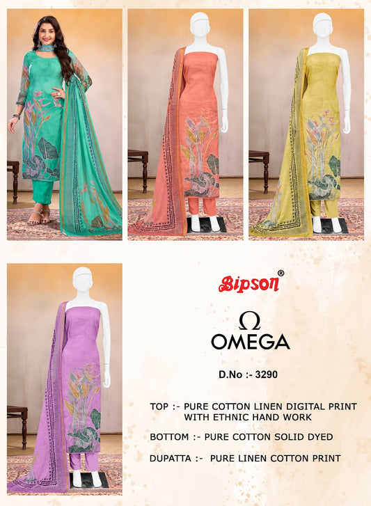 Omega 3290 Bipson Prints Linen Pant Style Suits Manufacturer Gujarat