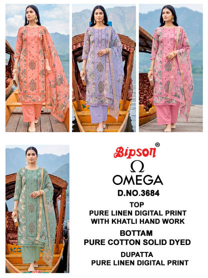 Omega 3684 Bipson Prints Pure Linen Pant Style Suits Exporter Ahmedabad