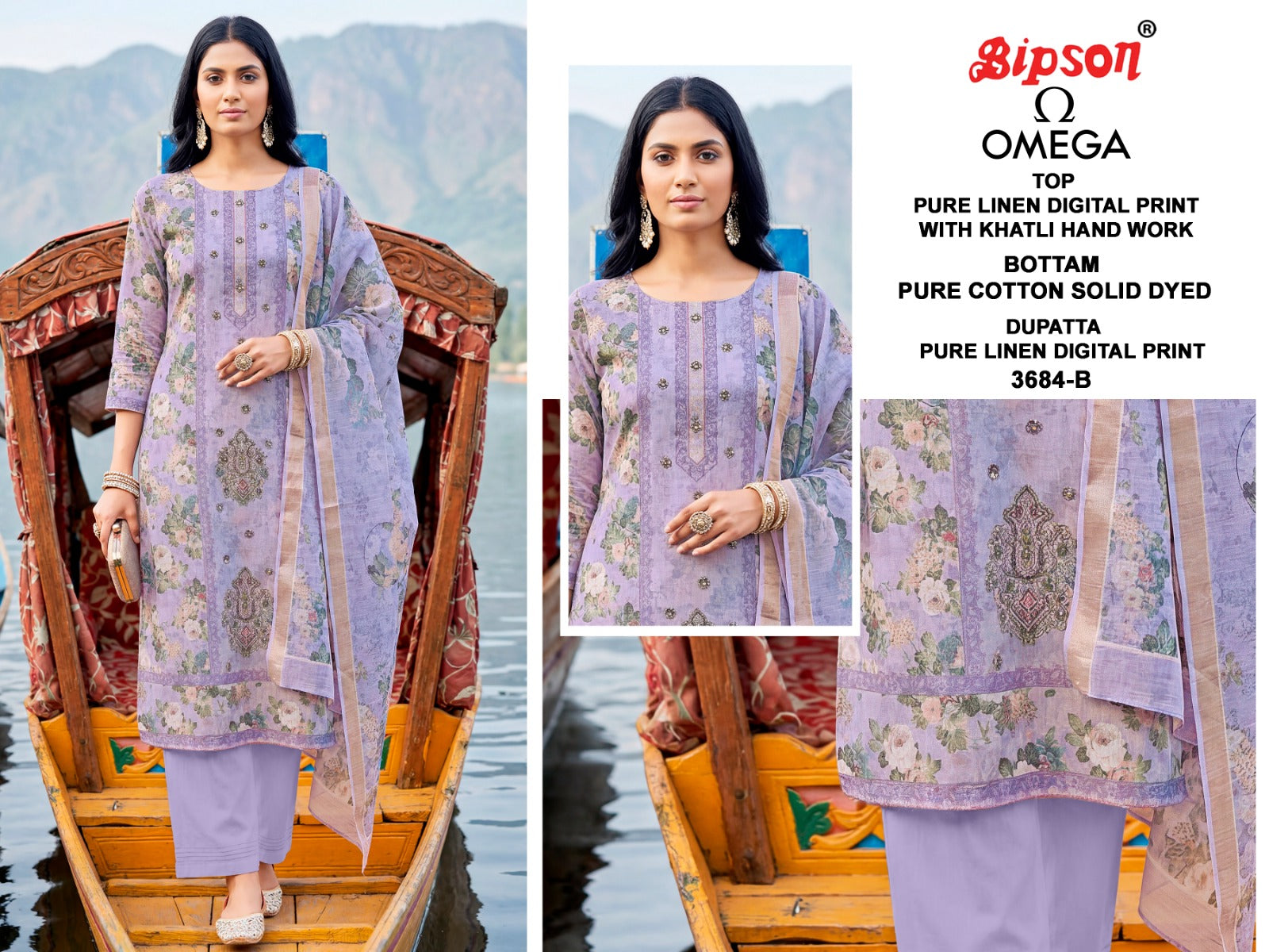 Omega 3684 Bipson Prints Pure Linen Pant Style Suits Exporter Ahmedabad