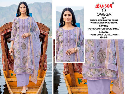 Omega 3684 Bipson Prints Pure Linen Pant Style Suits Exporter Ahmedabad
