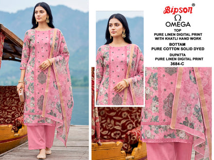 Omega 3684 Bipson Prints Pure Linen Pant Style Suits Exporter Ahmedabad