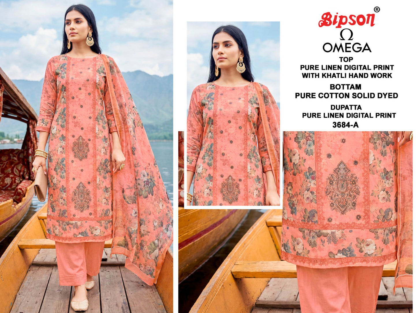 Omega 3684 Bipson Prints Pure Linen Pant Style Suits Exporter Ahmedabad