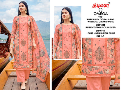 Omega 3684 Bipson Prints Pure Linen Pant Style Suits Exporter Ahmedabad