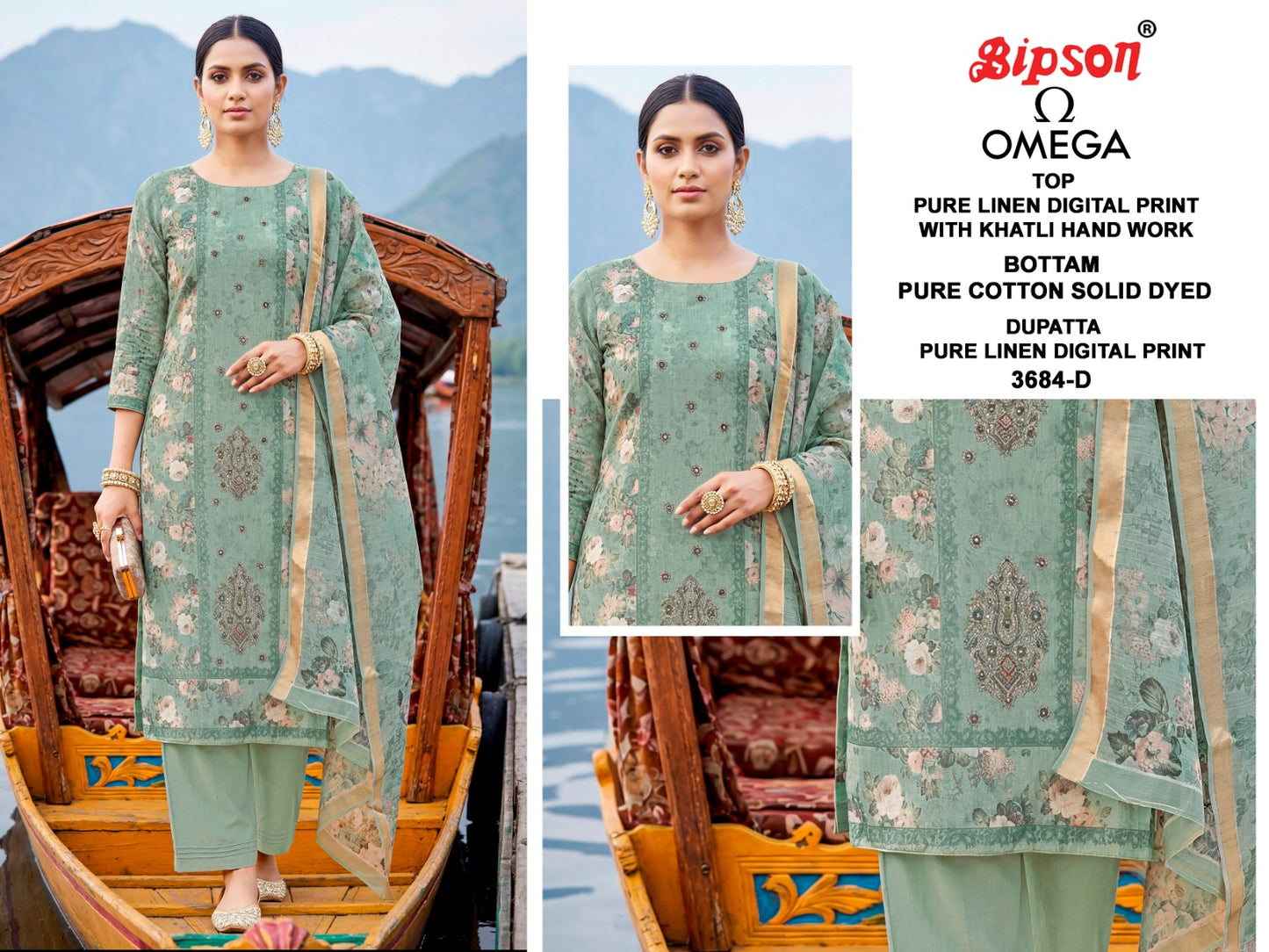 Omega 3684 Bipson Prints Pure Linen Pant Style Suits Exporter Ahmedabad