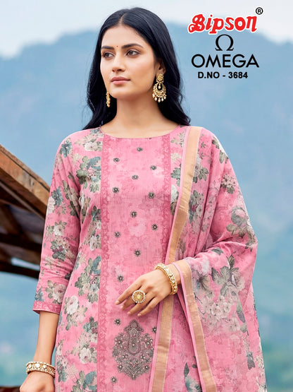 Omega 3685 Bipson Prints Pure Linen Pant Style Suits Wholesaler Ahmedabad