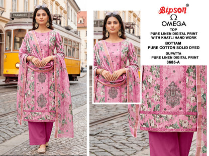 Omega 3685 Bipson Prints Pure Linen Pant Style Suits Wholesaler Ahmedabad