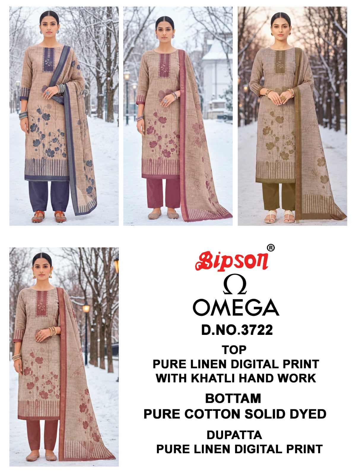 Omega 3722 Bipson Prints Lilen Pant Style Suits Exporter India