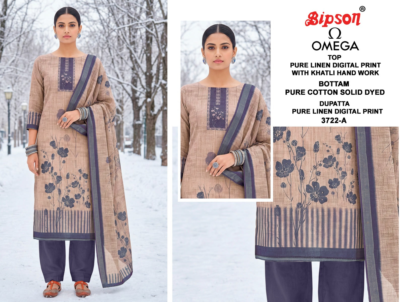 Omega 3722 Bipson Prints Lilen Pant Style Suits Exporter India