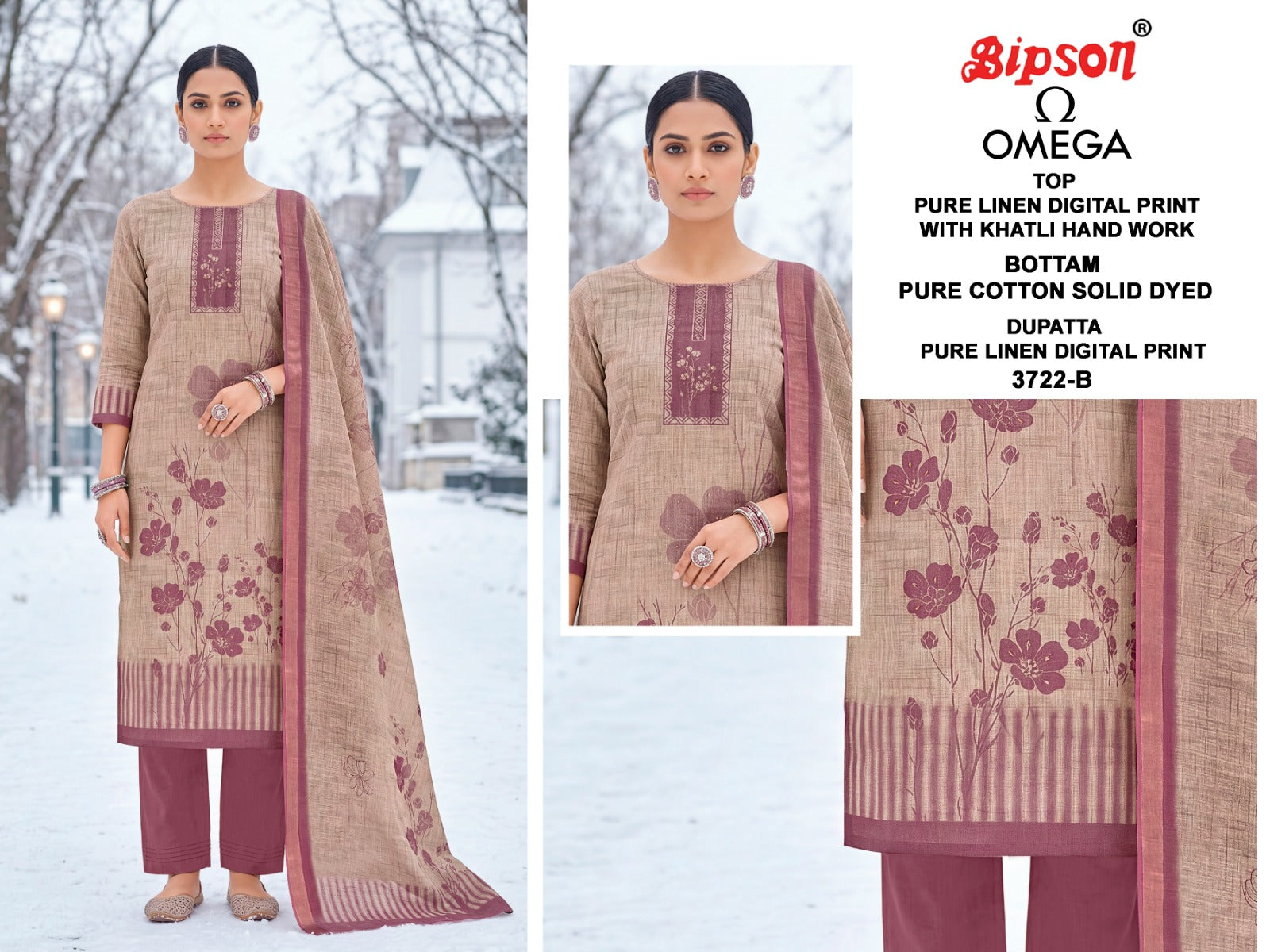Omega 3722 Bipson Prints Lilen Pant Style Suits Exporter India