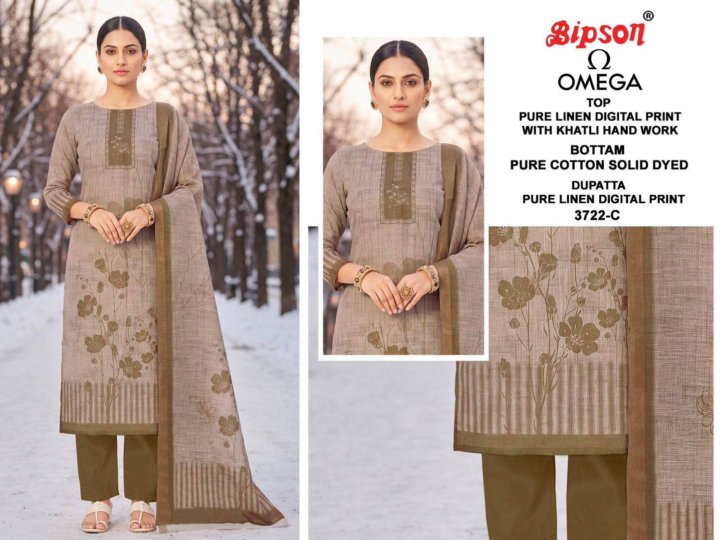 Omega 3722 Bipson Prints Lilen Pant Style Suits Exporter India